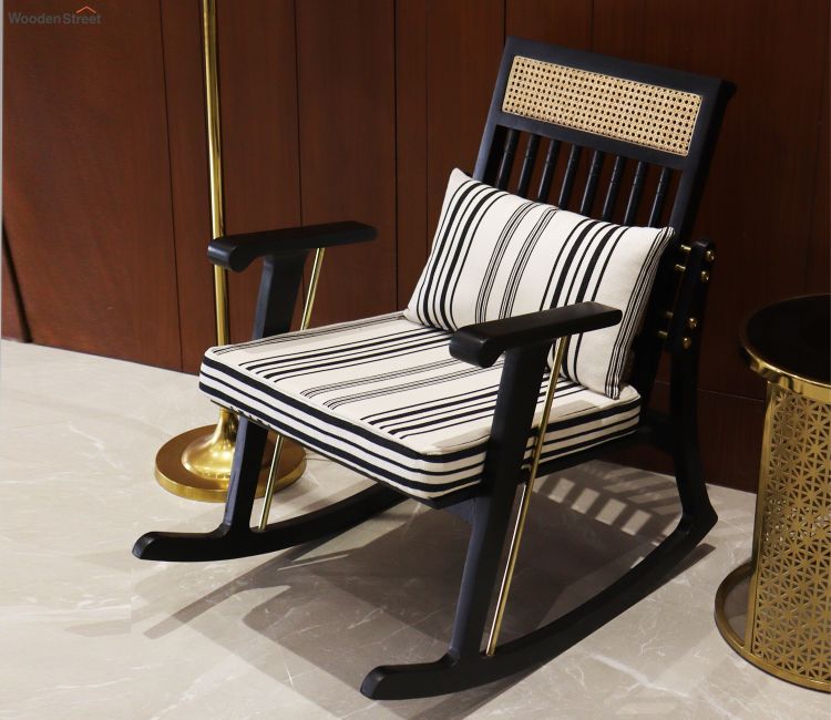 Aranya Teak Wood Rocking Chair (Black Finish) by woodenstreet
