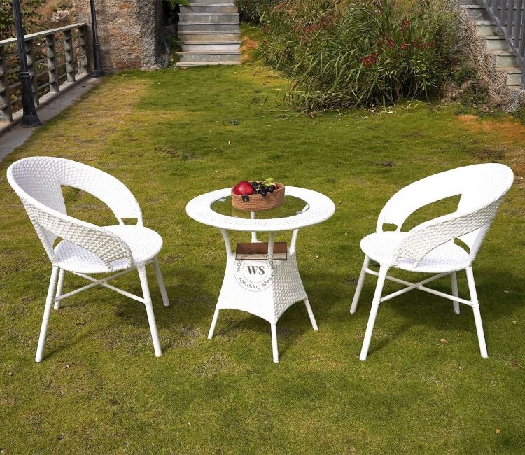 White Sienna 2 Seater Outdoor Set By Woodenstreet
