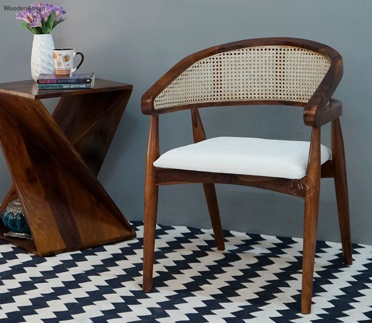 Alexia Curved Arm Chair with Cane detailing in Honey Finish