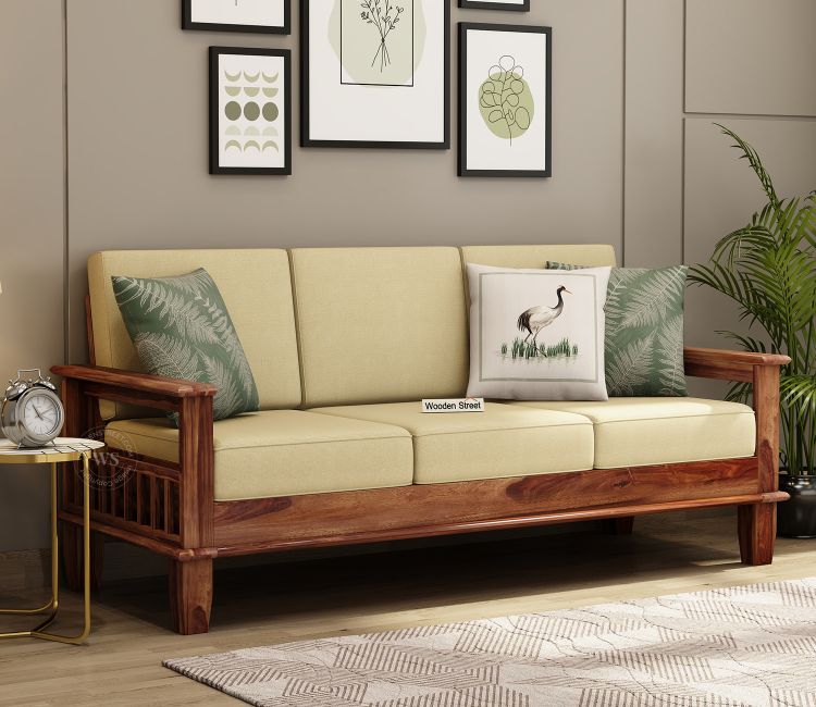 Quartz 3 Seater Wooden Sofa | wooden sofa set 3+1+1 | best wooden sofa for living room | indian sofa set | wooden sofa with cushion