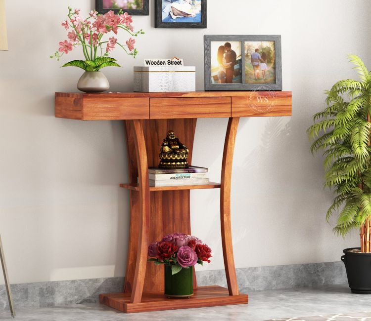 Sirin honey finish console table - entrance furniture