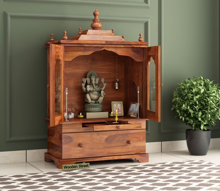 Bhagirathi simple wooden design pooja mandir