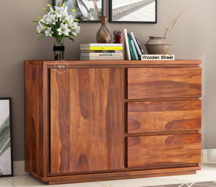 Hazeline 3-Drawer Wooden Chest Of Drawers (Honey Finish) Hazeline 3-Drawer Wooden Chest Of Drawer In Honey Finish |Woodenstreet