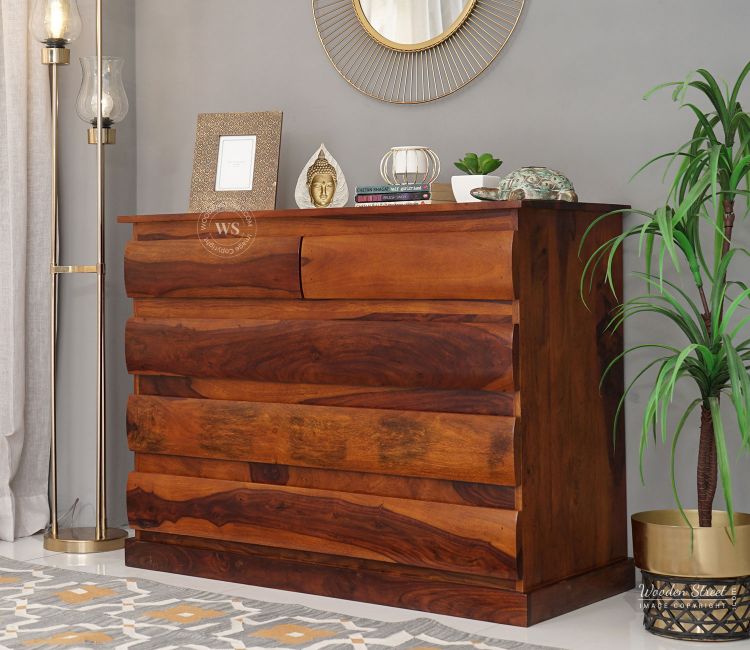 Colley 5-Drawer Wooden Chest Of Drawers (Honey Finish) Colley 5-Drawer Wooden Chest Of Drawer In Honey Finish