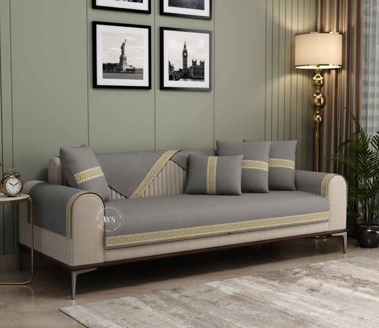 Buy luxury 3 seater fabric sofa slipcover set online at best price, removable and machine-washable