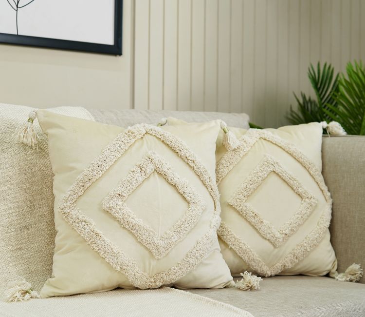 Super Soft Ivory Velvet Cushion Covers Set