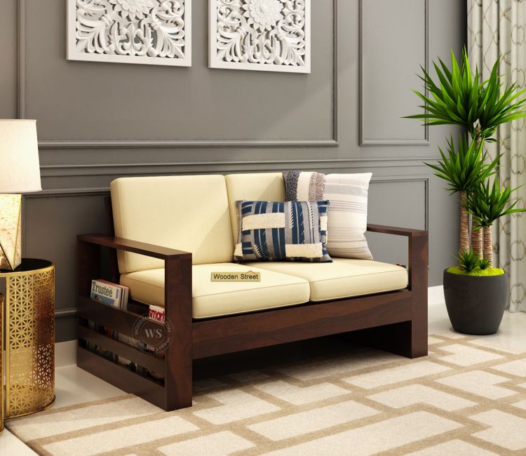 Winster 2 Seater Wooden Sofa (Walnut Irish Cream) Winster 2 Seater Wooden Sofa Walnut finish
