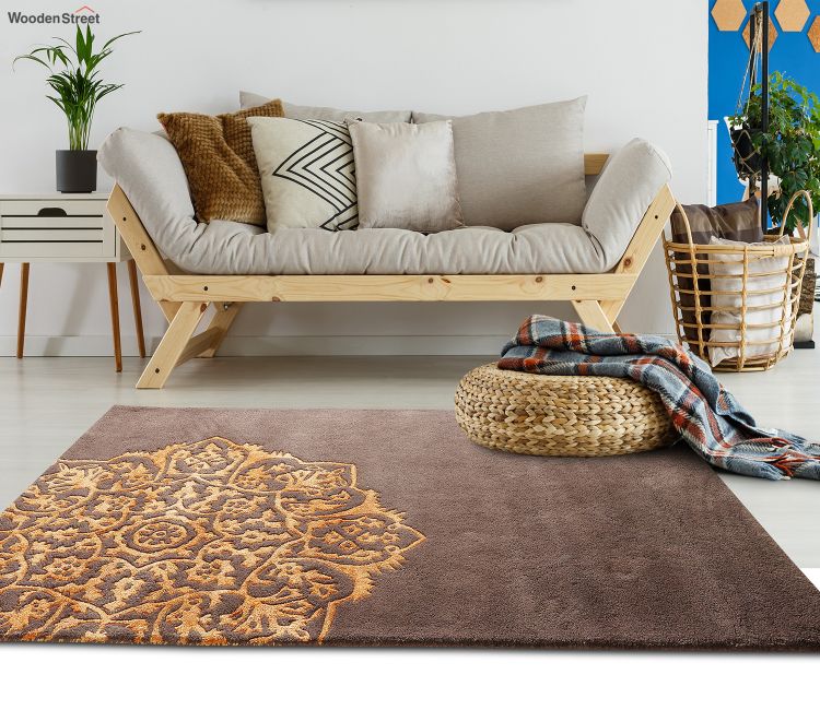 Buy Carpets Online | Floor Carpet Design - Hand Tufted Rug - 72 x 48 inch Numero Uno Rug For Living Room (Brown)