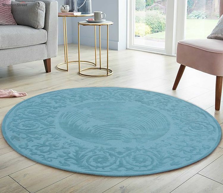 Buy Carpet for Living Room | Round Rugs Online in Bangalore, Mumbai, Delhi | Hand Tufted Round Wool Carpet