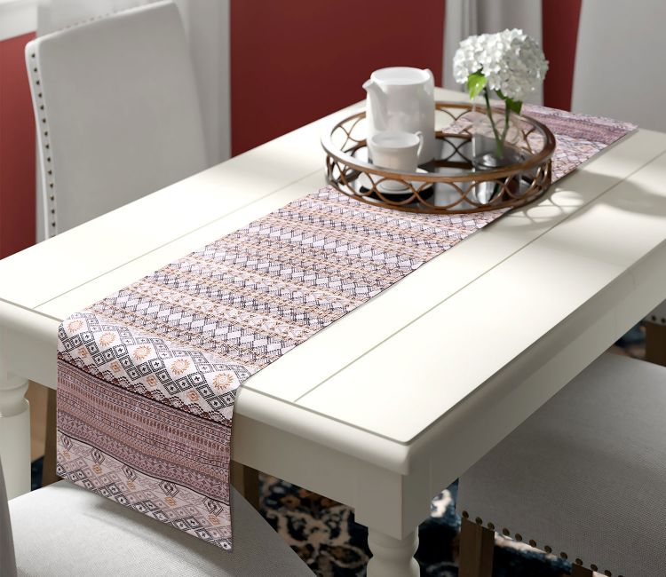 Yellow Line Velvet Printed Table Runner (72 x 14 inches) table linen set