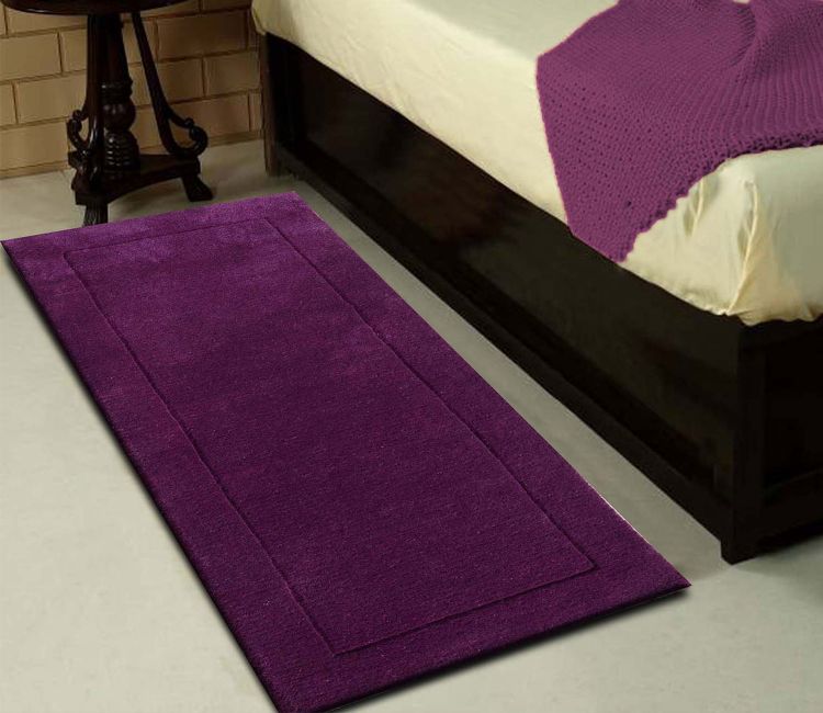 Purple Solid Hand Tufted Wool Runner (22 x 55 inches)