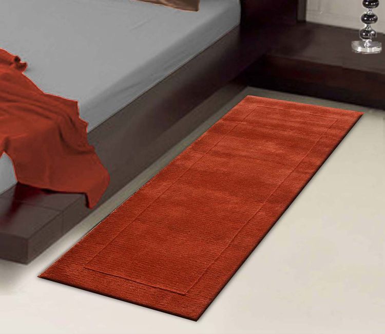 Orange Solid Hand Tufted Wool Runner (22 x 55 inches)