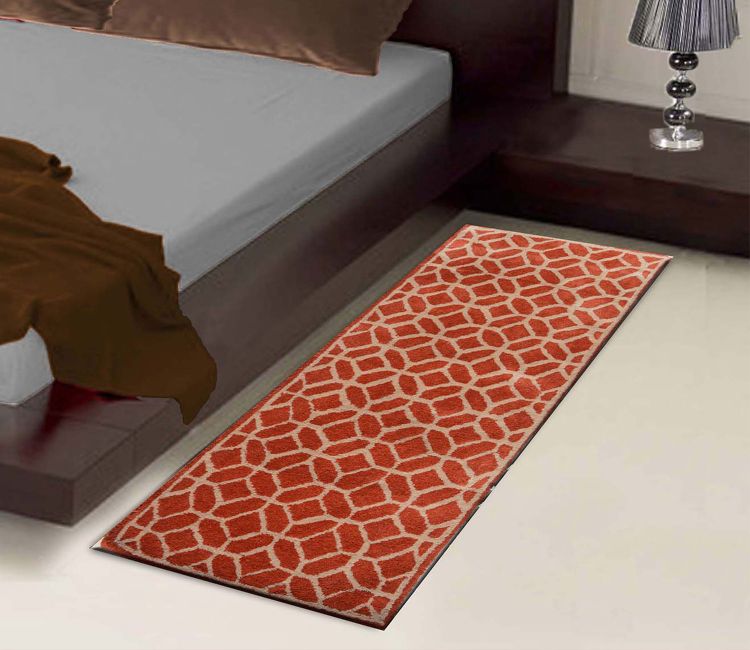 Orange Geometric Hand Tufted Wool Runner (22 x 55 inches)
