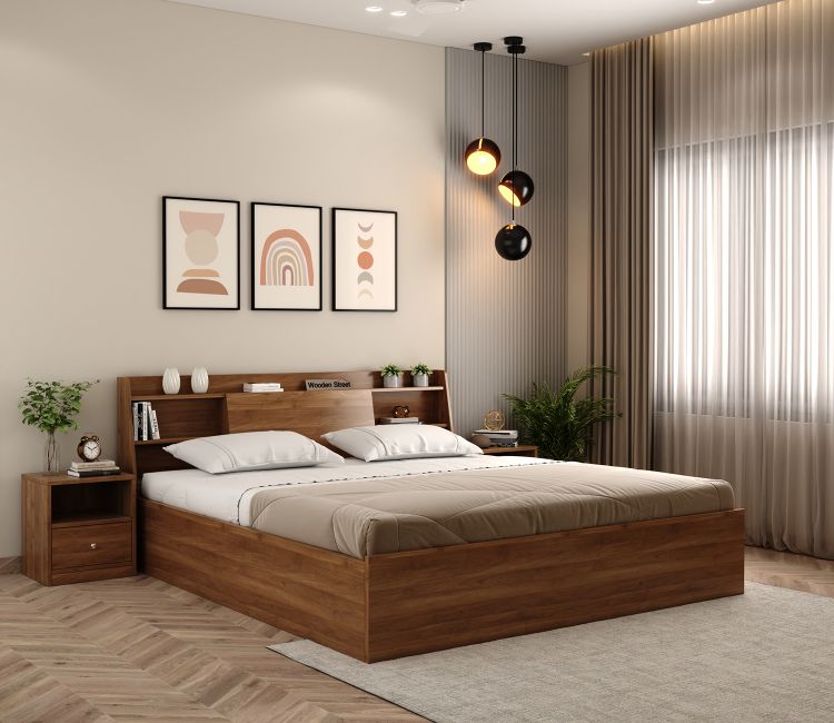 Order best queen size bed with box storage online from WoodenStreet