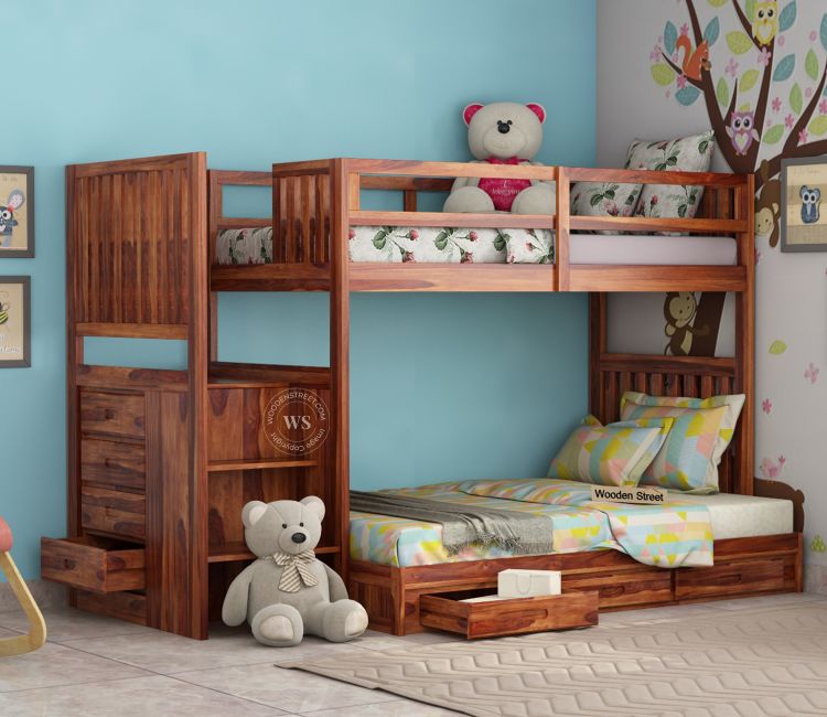 Bunk Bed for Kids - Cheshire Bunk Bed With Storage in Honey Finish