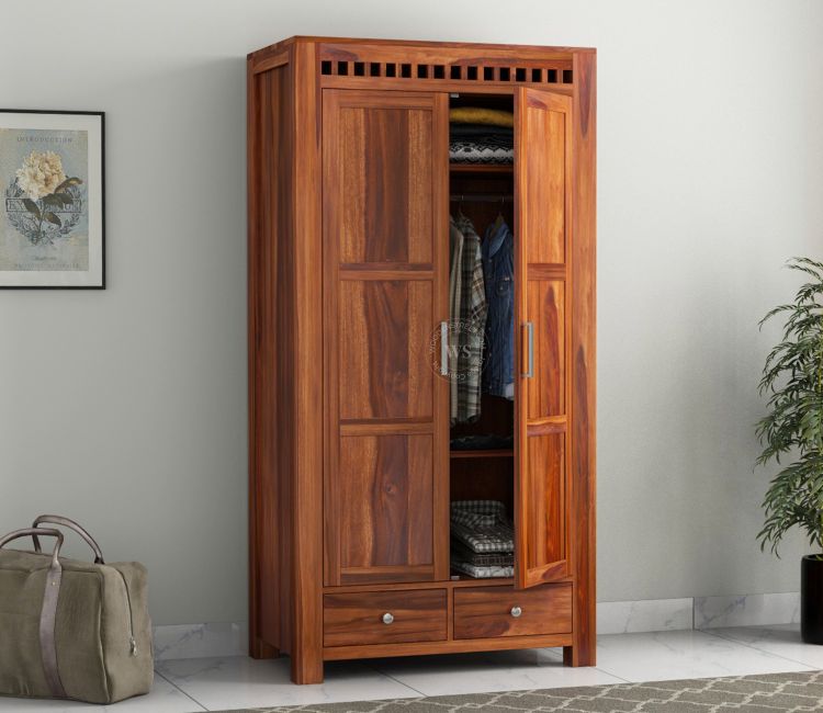 Adolph Multi Utility bedroom Wardrobe furniture in Honey Finish
