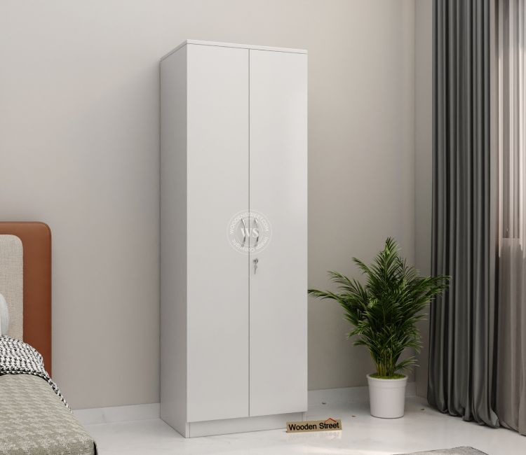 Lillian 2 Door bedroom Wardrobe with Shelves in White Finish