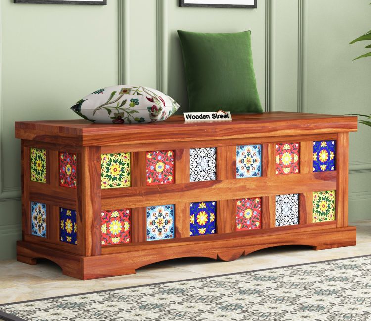 Buy Wooden trunk box online india | Boho Storage Trunk Box