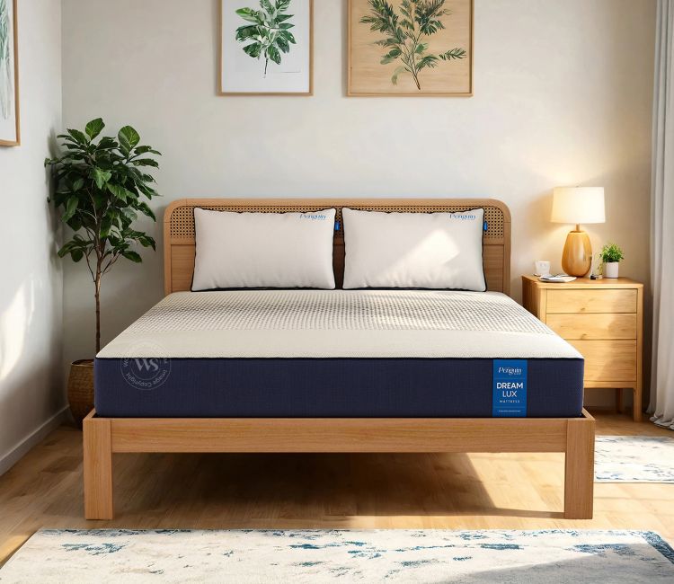 Wooden Street Penguin - Dream Lux Memory Foam Mattress | 10 Years Warranty | Medium Firm, Orthopedic Memory Foam | AeroWAVE Technology | Charcoal Infused Layer (6 inch, King 75 X 72)