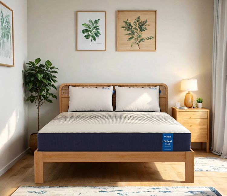 Wooden Street Penguin - Dream Lux Memory Foam Mattress | 10 Years Warranty | Medium Firm, Orthopedic Memory Foam | AeroWAVE Technology | Charcoal Infused Layer (6 inch, King Size, 72 x 72