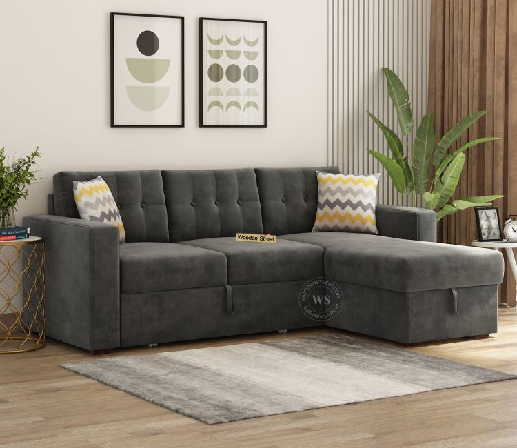 Buy L Shaped Sofa Bed with Storage | fabric sofa cum bed | sofa bed | latest sofa design