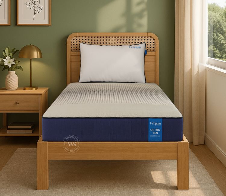 Wooden Street Penguin - Ortho Zen Mattress | Orthopedic Firmness | 10 Years Warranty | AeroWAVE Technology | Charcoal Infused HR Foam Layer (6 inch, Single Size 78 x 36)
