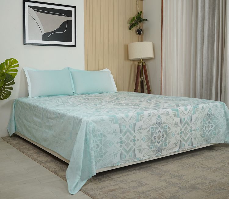 Saaj 144 TC Flat Pure Cotton King Size Bedsheet With 2 Pillow Covers (Green) Bed Sheet | cotton bedsheets online | bed sheet design | Buy Bedsheets Online in Bangalore, Delhi, Hyderabad, Mumbai, kolkata, chennai, pune, ahmedabad