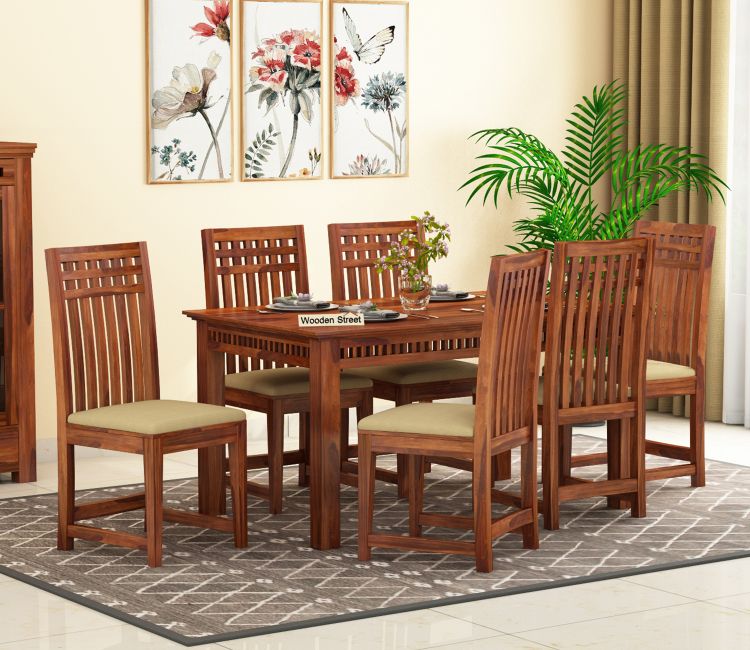 Adolph 6 Seater Dining Set (Honey Finish)