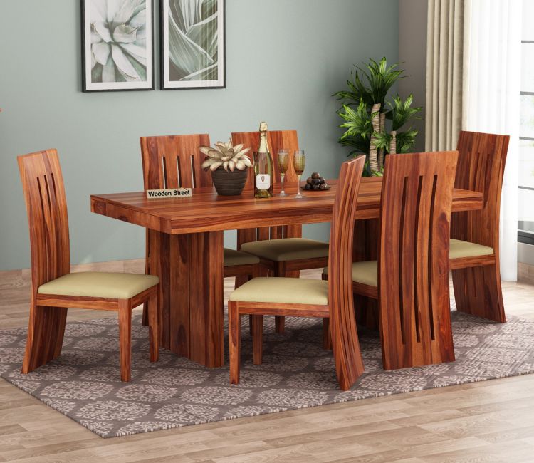 Wertex 6 Seater Dining Set (Honey Finish)