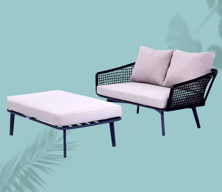 Stylish Black Rope Outdoor Furniture Set Outdoor Furniture | balcony sofa set online in bangalore, mumbai, pune