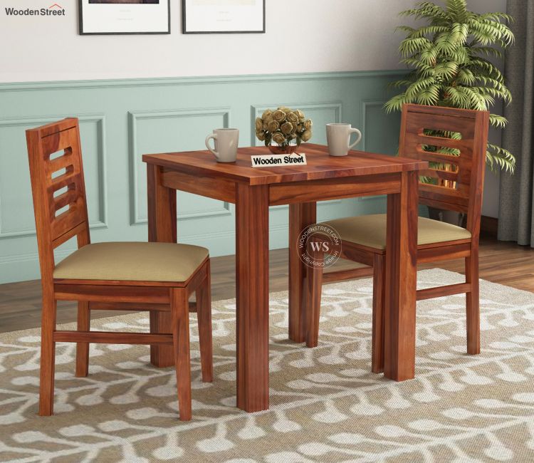 Square Two Seater Dining Set in Honey finish (Brown)