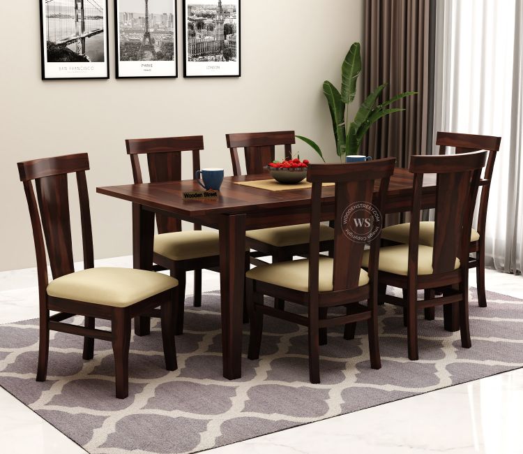 Franco Extendable 6 Seater Dining Set (Walnut Finish)