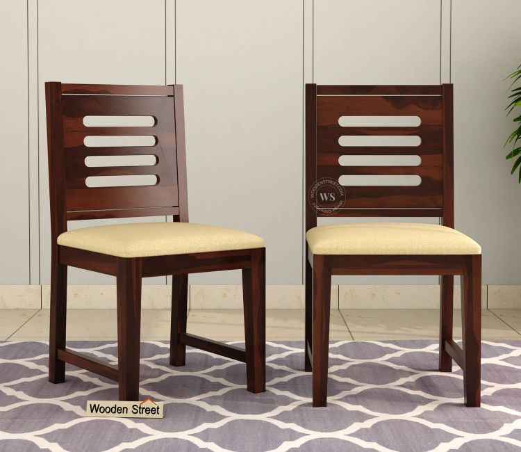 Dining Chairs with Cushions - Set of 2 In Walnut Finish