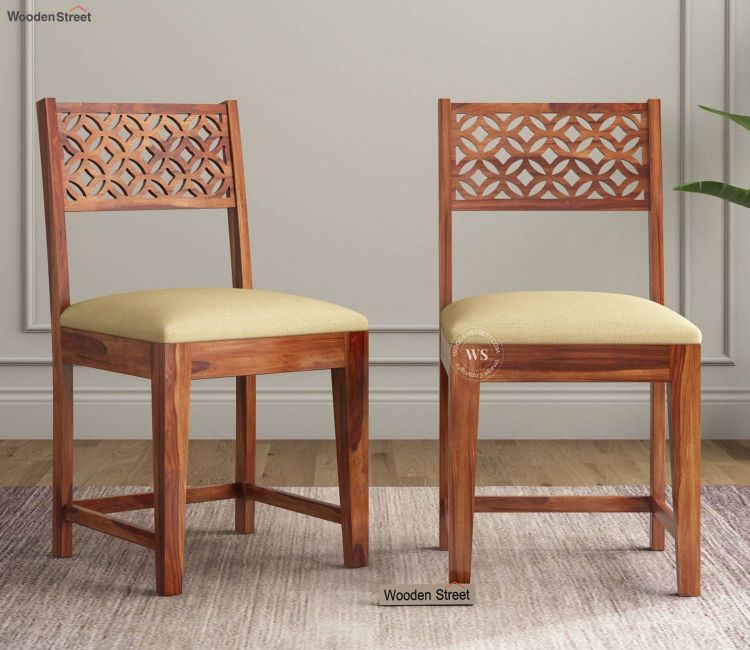 Sheesham Wood Dining Chairs Set of 2 In Honey Finish - Wooden Street
