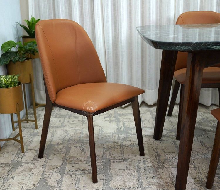 Fressia Fabric Dining Chair (Walnut Finish, Ginger Bread)