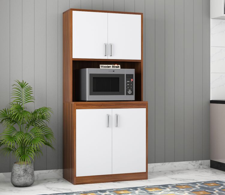 Kitchen Cabinet Design Maris Modern Readymade Kitchen Cabinet Online (Teak-Frosty White Finish)