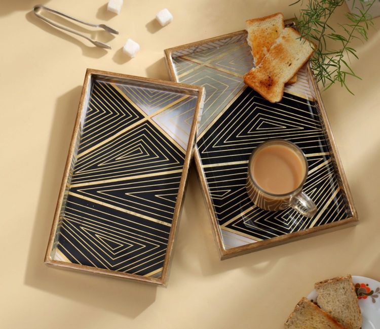 Kilim Wooden Tray With Storage