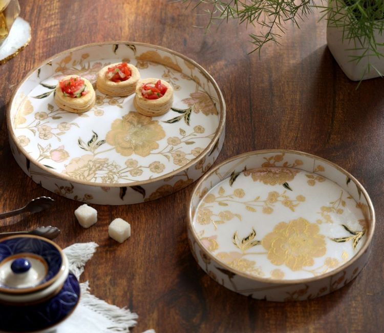 Kilim Wooden Tray With Storage