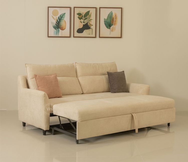 Tevo Fabric Sofa Cum Bed (Off White)