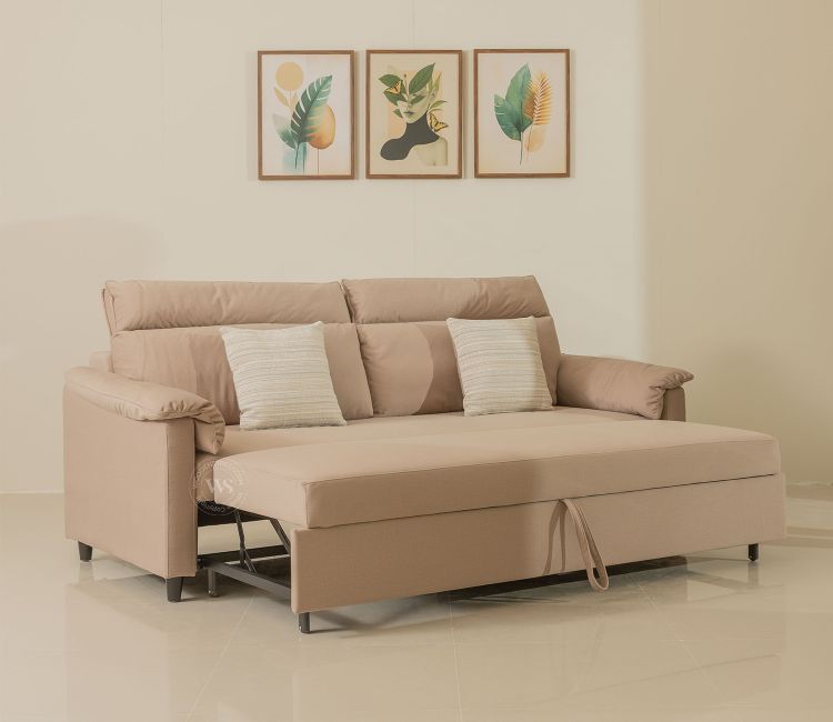 Bruna Fabric Sofa Cum Bed (Beige)