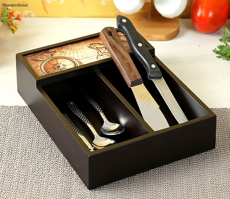 buy wooden cutlery stand for dining table online in india | cutlery holder