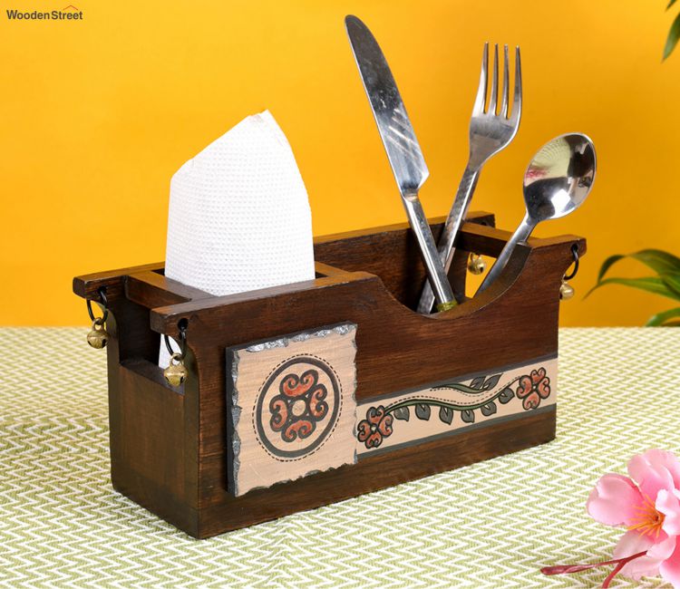 buy wooden cutlery stand for dining table online in india