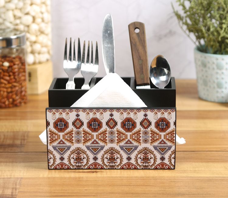 Kilim Wooden Tray With Storage