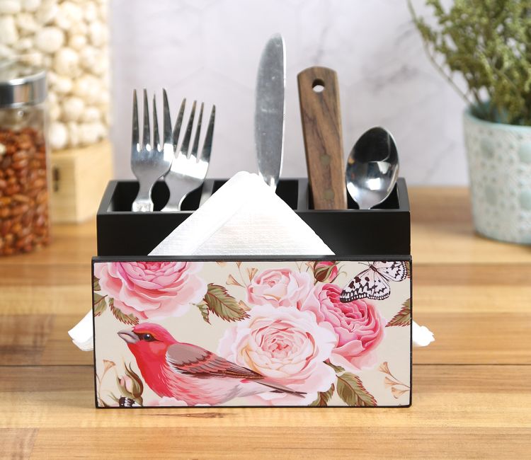 Kilim Wooden Tray With Storage