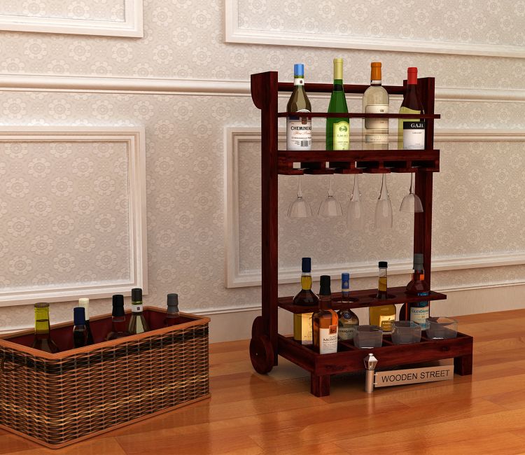 Bestro Bar Trolley (Mahogany Finish)