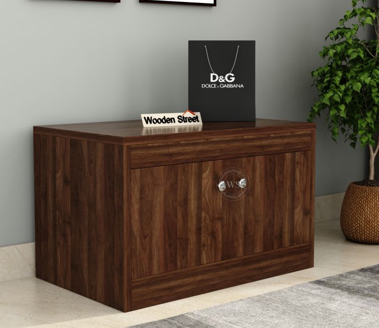 Small Shoe Rack Design - Anton Engineered Wood Shoe Rack with Seating (Exotic Teak Finish) | Buy Online Shoe Rack With Bench At Best Prices