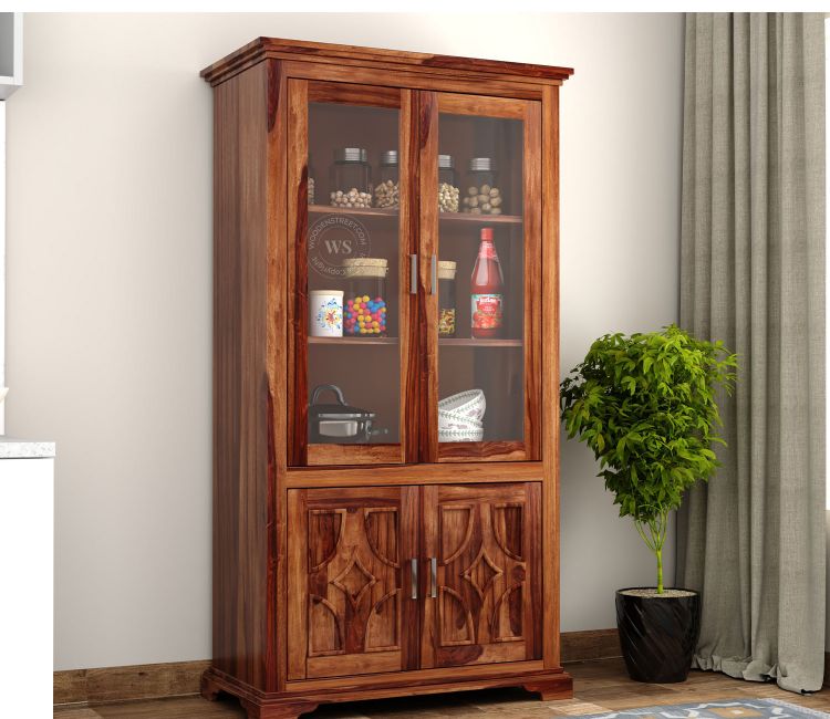Crockery Unit Design Sheesham Wood Martin 4 Door Crockery Unit