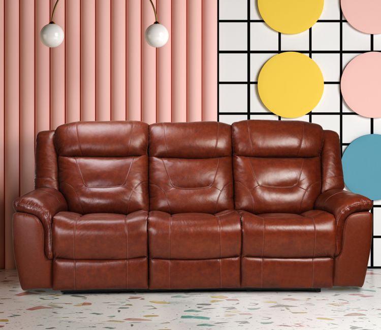 3 Seater Recliner Sofa Chairs India, Tan Brown Colour