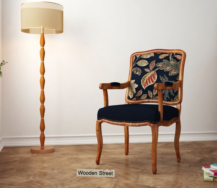 Kelvin Arm Chair (Fabric, Dusky Leaf) - woodenstreet