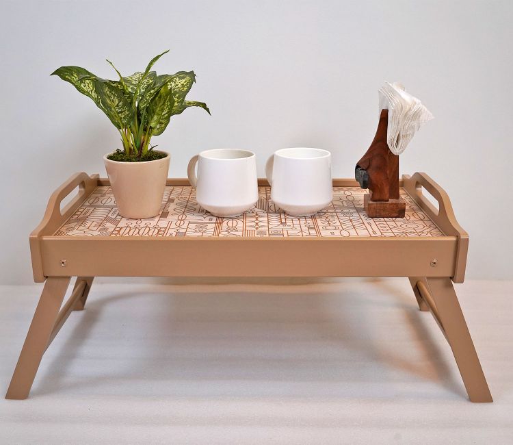 Laurel Wooden Breakfast Tray Brown Laurel Wooden Tray For Breakfast